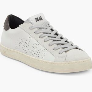 P448 White and Silver Perforated Sneakers